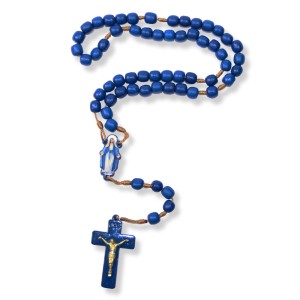 TE560003 - Terço  N. Sra. Das Graças Madeira Azul - 39cm