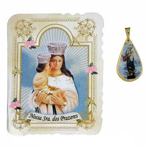 CM14012 - Cartão N. Sra. dos Prazeres c/ Medalha - 7,5x6cm