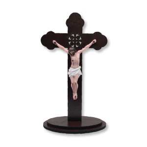 CU762305 - Crucifixo de Mesa São Bento Madeira - 28x16cm
