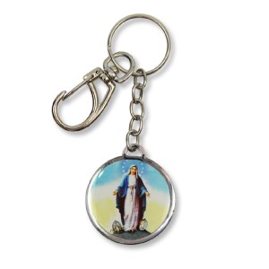 CH1090004 - Chaveiro N. Sra. das Graças e Medalha Milagrosa Resinado - 12x3,5cm