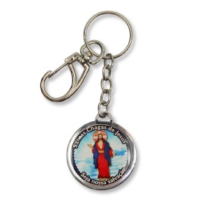 CH1090031 - Chaveiro Santa Chagas de Jesus Duplo Resinado - 12x3,5cm