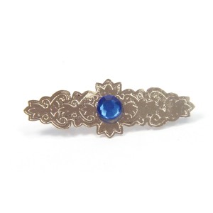 BR2002 - Broche p/ Manto de N. Sra. c/ Strass Azul - 4x1,5cm