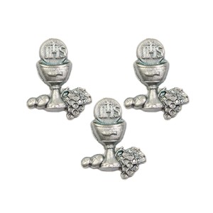 MD112004P3 - Pingente Primeira Eucaristia Níquel Envelhecido c/ 3un. - 3,5x3,5cm