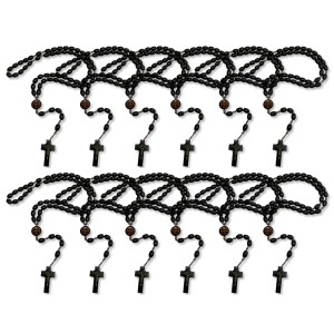 TE930007P12 - Terço São Bento Madeira c/ 12un. - 45cm