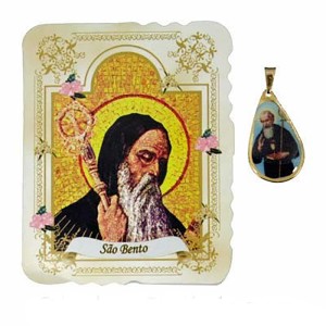 CM141408 - Cartão São Bento c/ Medalha - 7,5x6cm