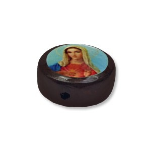 ET761408P6 - Entremeio Sagrado Coração de Maria Passante Madeira c/ 6 un. - 1,6x1,6cm