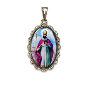 MD128429 - Medalha São Cipriano Rendada Níquel - 4,1x2,6cm