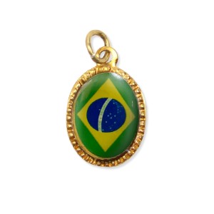 AD18100P10 - Medalha de Alumínio Brasil Oval Dourada c/ 10un. - 2x1,3cm 