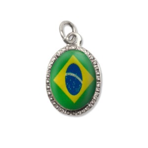 AD18110P10 - Medalha de Alumínio Brasil Oval Prata c/ 10un.- 2x1,3cm 