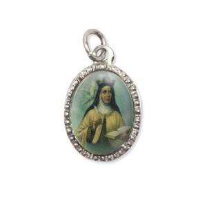 MD103633P10 - Medalha de Alumínio Oval Prata c/ 10un. Santa Teresa D'Ávila - 2x1,3cm