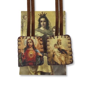 ES149021 - Escapulário N. Sra. Do Carmo e Sagrado Coração de Jesus Tecido (M) -  78x3cm
