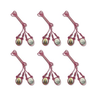 ES720100P6 - Escapulário N. Sra. Aparecida Infantil Acrílico Rosa c/ 6un. - 60x1,4cm