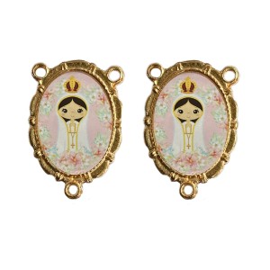 ET720703 - Entremeio N. Sra. De Fátima Baby Dourado Duplo Resinado 1un. - 3,2X2,2cm