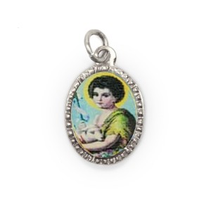 MD103837P10 - Medalha de Alumínio Oval Prata c/ 10un. São João Batista - 2x1,3cm