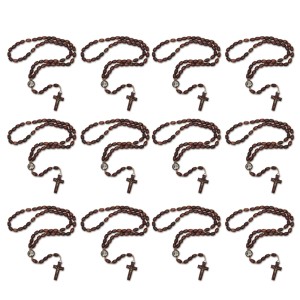 TE942026P12 - Terço N. Sra. de Fátima Madeira c/ 12un. - 45cm