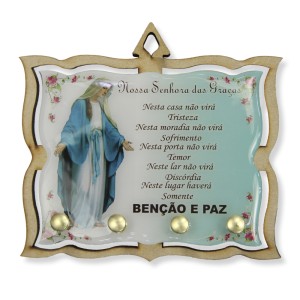PC380606 - Porta Chaves N. Sra. Das Graças MDF Resinado - 15,5x14cm