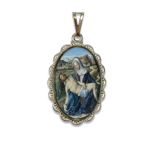 MD128031 - Medalha N. Sra. De Pietá Rendada Níquel - 4,1x2,6cm