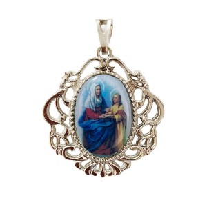 MD129049 - Medalha Santa Ana Camafeu Níquel - 4,5x4cm
