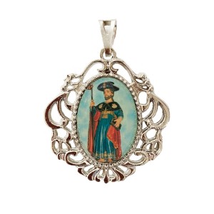 MD129450 - Medalha São Tiago de Compostela Camafeu Níquel - 4,5x4cm