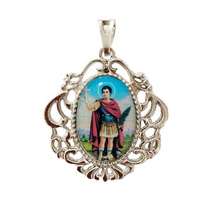 MD129463 - Medalha Santo Expedito Camafeu Níquel - 4,5x4cm