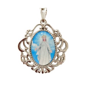 MD129108 - Medalha N. Sra. do Líbano Camafeu Níquel - 4,5x4cm