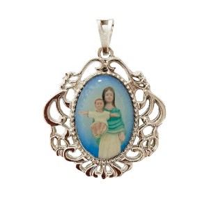 MD129040 - Medalha N. Sra. do Sorriso Camafeu Níquel - 4,5x4cm