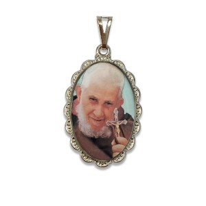 MD128403 - Medalha Frei Damião Rendada Níquel - 4,2x2,5cm