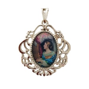 MD129054 - Medalha Santa Cecília Camafeu Níquel - 4,5x4cm