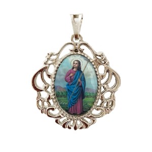 MD129069 - Medalha Santa Marta Camafeu Níquel - 4,5x4cm