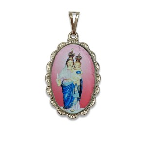MD128103 - Medalha N. Sra da Luz Rendada Níquel - 4,3x2,7cm