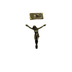JC831205P2 - Jesus Cristo + INRI Metal Ouro Velho c/ 2un. - 4X3,3cm (02)