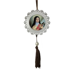 AO4101520 - Adorno Santa Terezinha das Rosas MDF Branco Resinado - 22x9,7cm