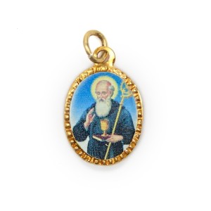 MD103290P10 - Medalha de Alumínio Oval  Dourada c/ 10un. São Bento - 2X1,3cm