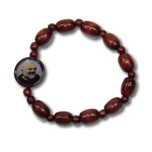 PU760215 - Pulseira São Padre Pio de Pietrelcina Madeira - 8x1,6cm