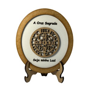DF198515 - Pedestal Medalha de São Bento MDF - 11x9,5cm