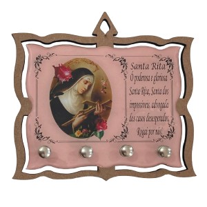 PC380626 - Porta Chaves Santa Rita de Cássia MDF Resinado - 15,5x14cm
