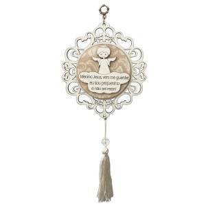 DE720135 - Adorno Anjo MDF Branco (Menino) - 29x12cm