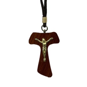 CC1484500 - Cordão c/ Tau de Madeira c/ Cristo - 44cm