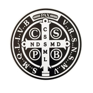 AD82130 - Adesivo Medalha de São Bento Preto Médio - 8,5x8,5cm