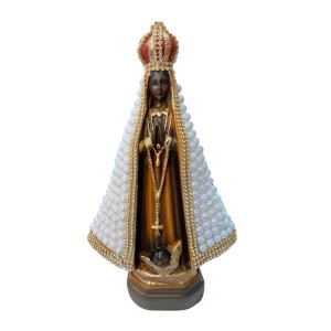 IM100287 - Imagem N. Sra. Aparecida c/ Pérola Branca e Strass - 24,5x17cm