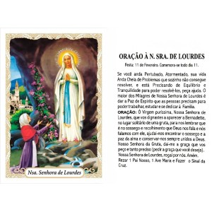 OP14019P100 - Oração N. Sra. De Lourdes c/ 100un. - 6x4cm