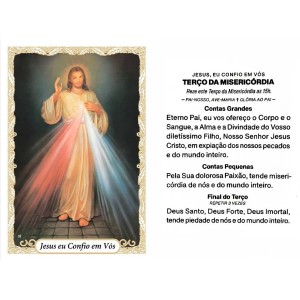 OG141470P100 - Oração Jesus Confio em Vós Terço c/ 100un. - 9,5x6,5cm