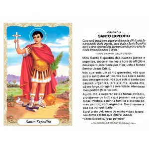 OP141426P100 - Oração Santo Expedito c/ 100un. - 6x4cm