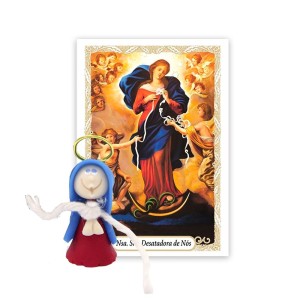 ST16004 - Mini Santinha N. Sra. Desatadora dos Nós de Biscuit c/ Oração