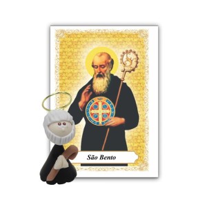 ST16022 - Mini Santinho São Bento de Biscuit c/ Oração