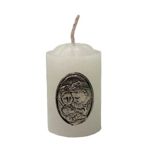 VE750300 - Vela Sagrada Família c/ Pingente Níquel Envelhecido - 6x3,5cm
