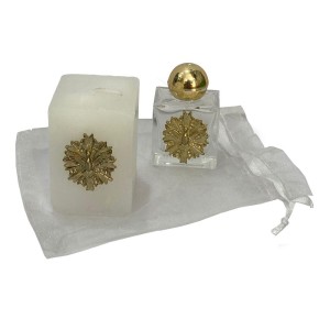 KT750051 - Kit Divino Espírito Santo c/ Vela e Garrafa de Água Benta - 10ml