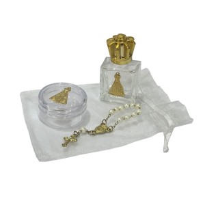 KT750210 -  Kit N. Sra. Aparecida c/ Caixinha, Dezena e Garrafa de Água Benta - 10ml