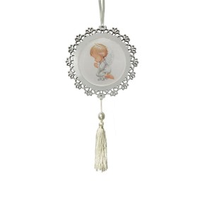 DE720200 - Adorno Santo Anjo MDF Branco Resinado - 22x9,6cm