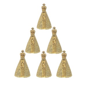 BO10050P6 - Botton N. Sra. Aparecida Dourado c/ 6un. - 3x2cm